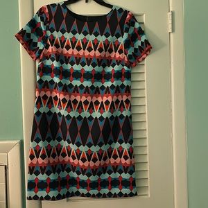 J Crew Geometric Short Sleeve Shift Dress